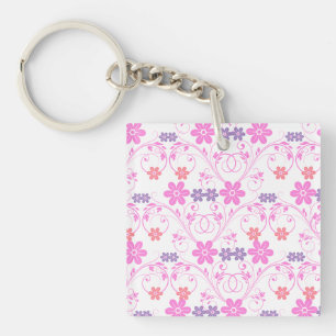 Porte-clés Floral moderne violet rose