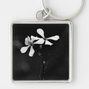 Porte-clés floral noir et blanc minimal