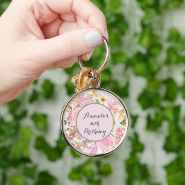 Porte-clés Floral Nom personnalisé Anniversaire Fête Favorise