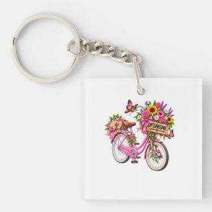 Porte-Clés Floral « Optimisme » – Vélo Rose Fleuri