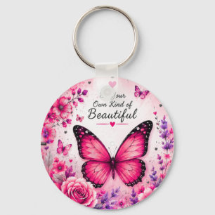 Porte-clés floral Papillon Rose Cadeau pour Elle