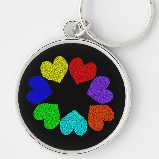 Porte-clés Floral Rainbow Love Hearts Porte - clé (Devant)