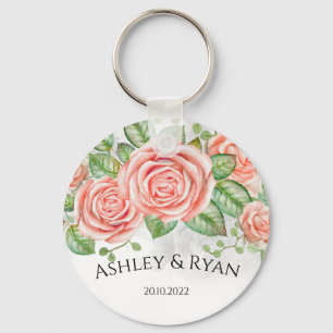 Porte-clés Floral rose-roux personnalisé