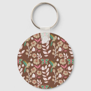Porte-clés Floral seamless pattern flowers, leaves, butterfly