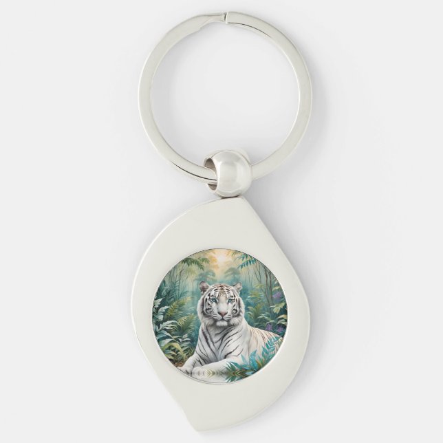 Porte-clés Flore de la jungle de Tigre blanc (Devant)