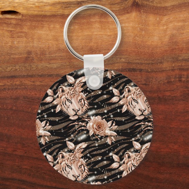 Porte-clés Flore de tigre d'or Rose noir (Recto)