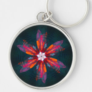 Porte-clés Flore Mandala Flowers Orange Red Blue Abstract