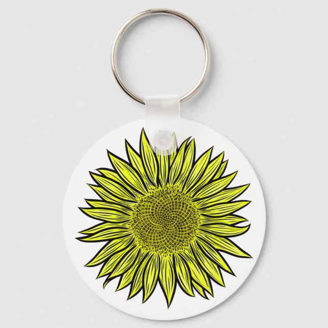 Porte-clés Flore Rustique Tournesol Jaune Main tirée (Recto)