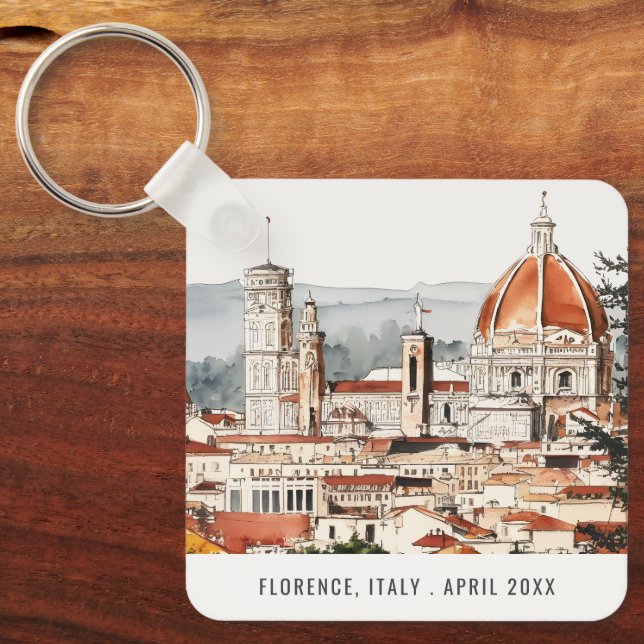 Porte-clés Florence Cathédrale Italie Aquarelle Voyage italie (Recto)
