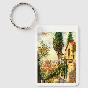 Porte-clés Florence, Italie, Belle Rue Scène Vintage