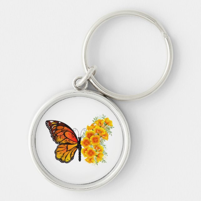 Porte-clés Flower Butterfly with Yellow California Poppy (Devant)