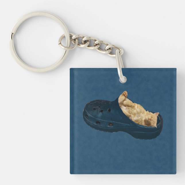 Porte-clés Fluffy Kitten Dormir Dans Chaussure Croc, Clavier (Devant)
