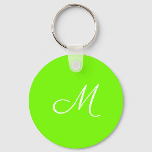 Porte-clés fluorescent green - monogrammed