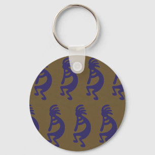 Porte-clés Flûte Jouer Kokopelli - Bleu sur Vert