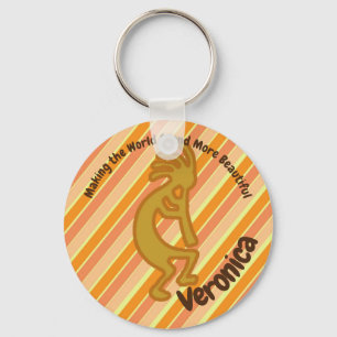 Porte-clés Flute Player Belle musique Orange Kokopelli