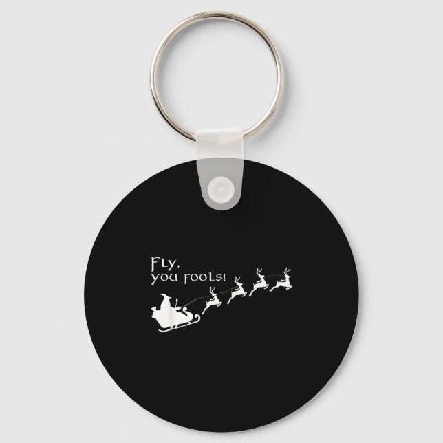 Porte-clés Fly You Fools Santa Sleigh Reindeer Christmas  (Recto)