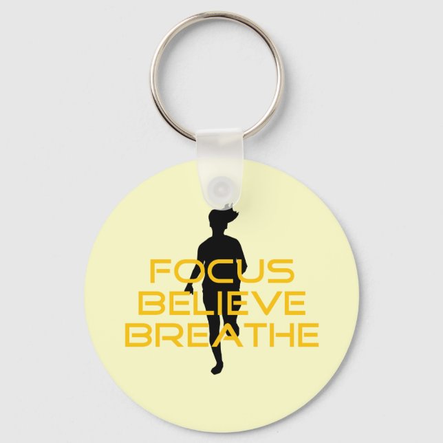 Porte-clés Focus Croire Respirer Jaune Courir Fitness (Recto)
