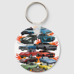 Porte-clés Folie automobile ! Muscles Cars, voitures classiqu