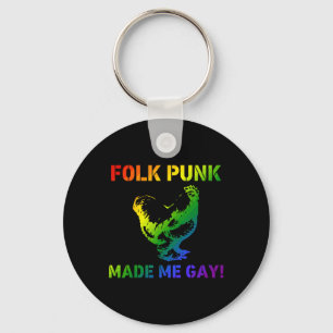 Porte-clés Folk Punk m'a rendu gai Fierté LGBTQ Poule Allié C