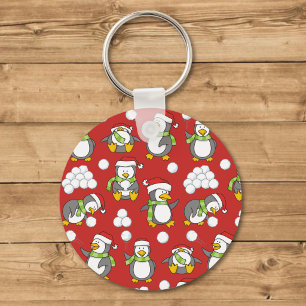 Porte-clés Fond de manchots de Noël