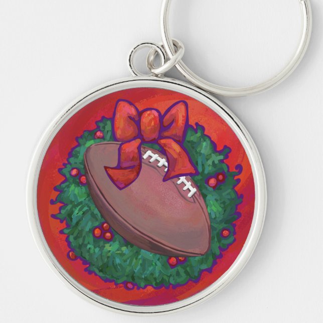 Porte-clés Football de couronne de Noël en rouge (Devant)