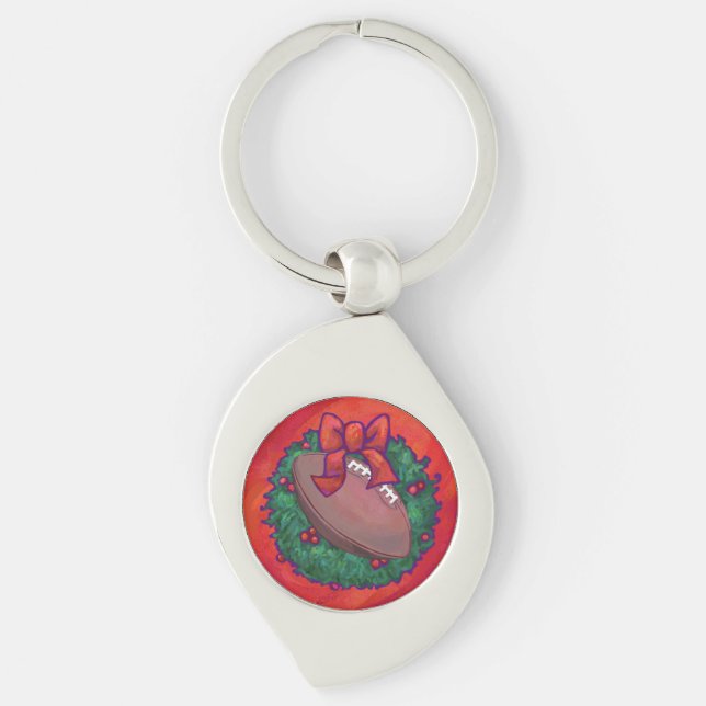 Porte-clés Football de couronne de Noël en rouge (Devant)