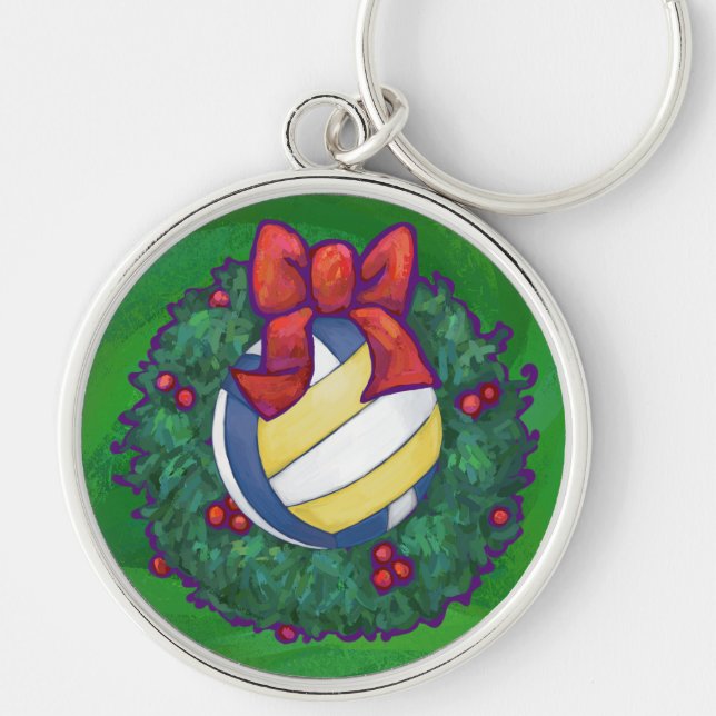 Porte-clés Football en couronne de Noël sur vert (Devant)