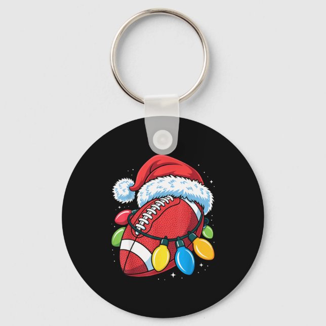 Porte-clés Football Santa Hat Christmas Lights Festive Touchd (Recto)