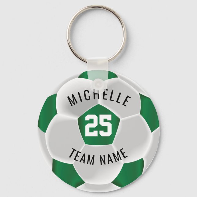 Porte-clés Football - Vert foncé et blanc (Recto)