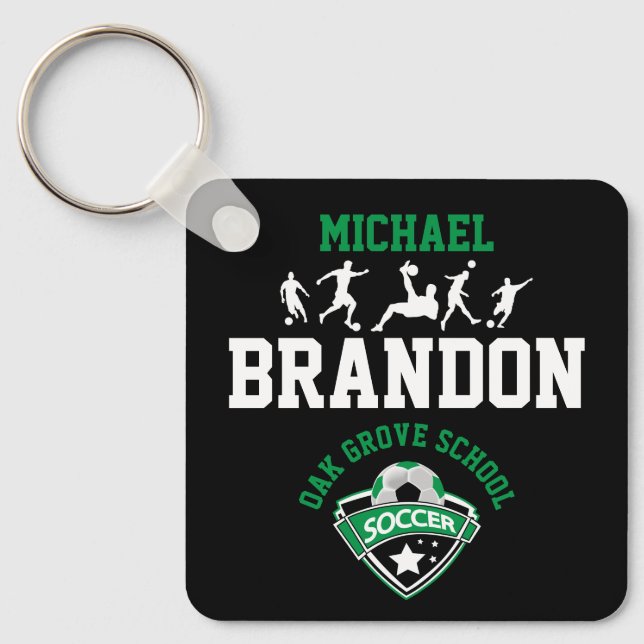 Porte-clés Football - Vert, Noir et Blanc (Recto)