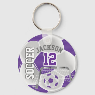 Porte-clés Football violet et blanc ⚽ Ball Sport