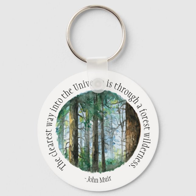 Porte-clés Forêt d'aquarelle Muir Quote (Recto)