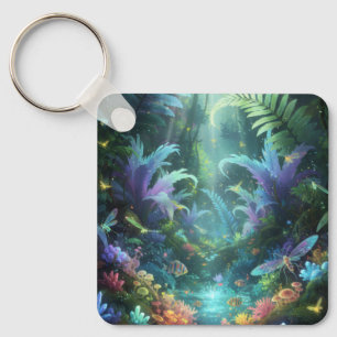 Porte-clés Forêt de bioluminescence enchantée Jungle magique