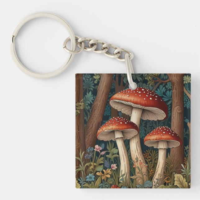 Porte-clés Forêt de champignons rétro (Devant)