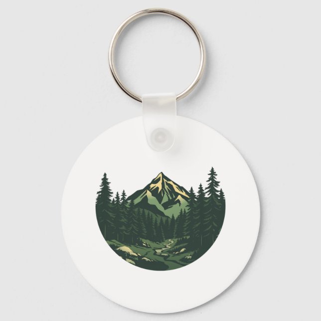 Porte-clés Forêt de montagne vintage (Recto)