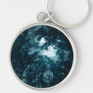 Porte-clés Forêt nocturne enchanteresse avec Pleine lune