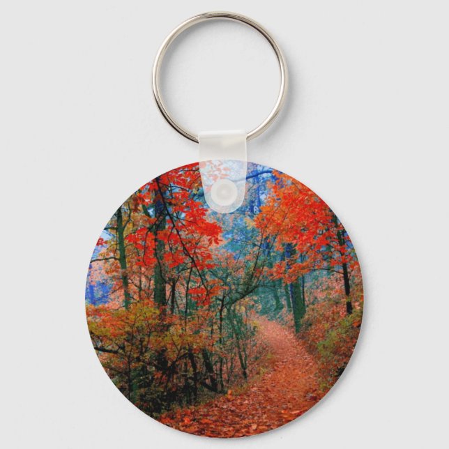 Porte-clés Forêt peinte Flamme d'automne Cadeaux d'aquarelle (Recto)