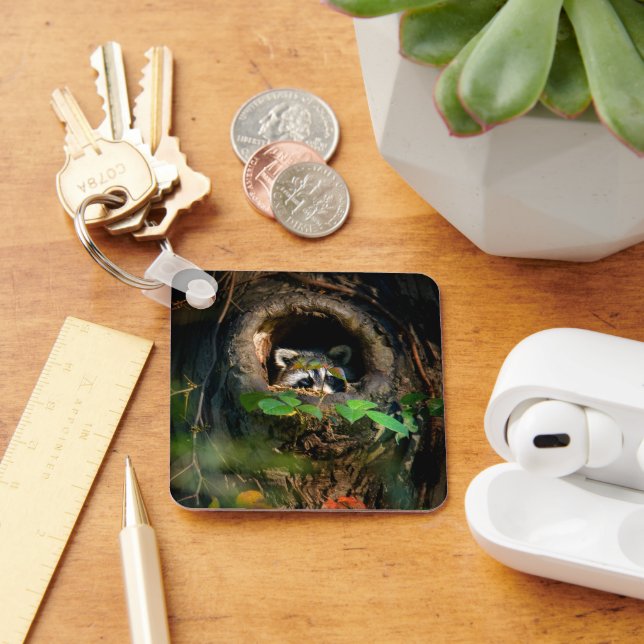 Porte-clés Forêt | Raccoon Peeking (Bureau)