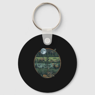 Porte-clés Forêt rétro arbres nature faune extérieur hommes