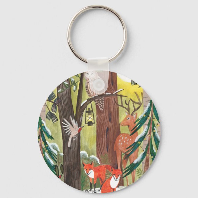 Porte-clés Forêt verte avec des animaux de la forêt  (Recto)