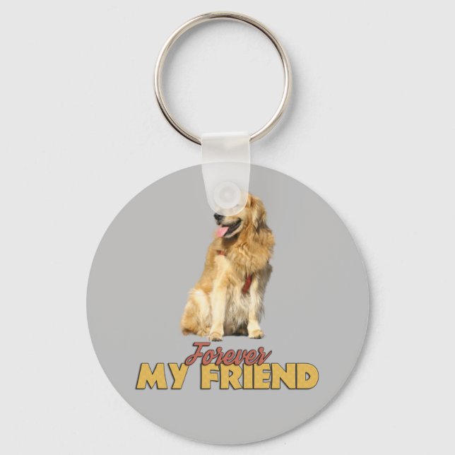 Porte-clés Forever Mon Ami Golden Retriever Chien Design (Recto)