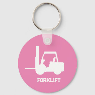 Porte-clés Forklift rose et blanc personnalisé