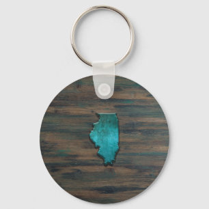 Porte-clés Forme d'état de l'Illinois Turquoise