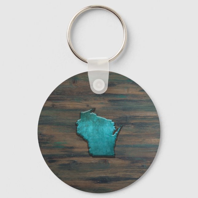 Porte-clés Forme Wisconsin Turquoise (Recto)