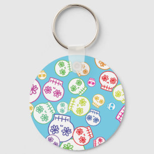 Porte-clés Fouillis de gribouillis de crânes colorés