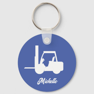 Porte-clés Fourchette bleue et blanche personnalisée