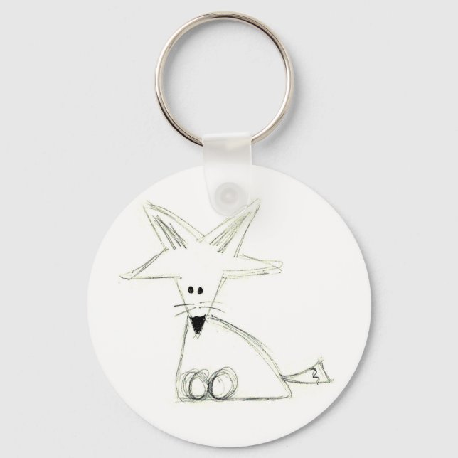 Porte-clés fox doodwhite gray simple kidrawing (Recto)