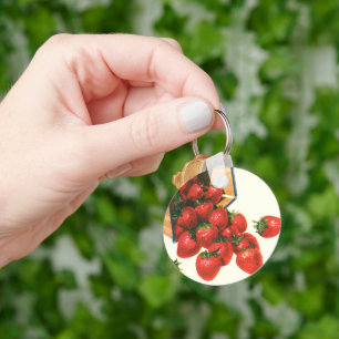 Porte-clés Fraises vintage dans un panier, nourriture fruits 