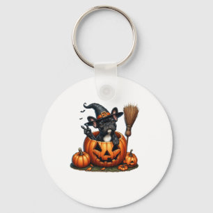 Porte-clés Française Bulldog sorcière Citrouille Halloween Ho