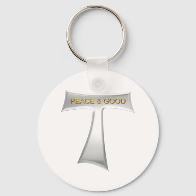 Porte-clés Franciscan Tau Cross Paix et bon argent et or (Recto)